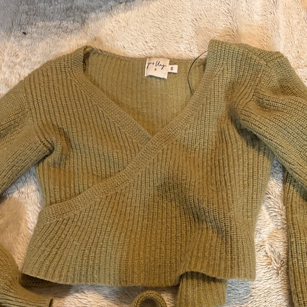 Oh Polly Olive V-Neck Sweater